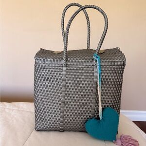 Handmade Elegant Silver Woven Tote Bag made in Mexico